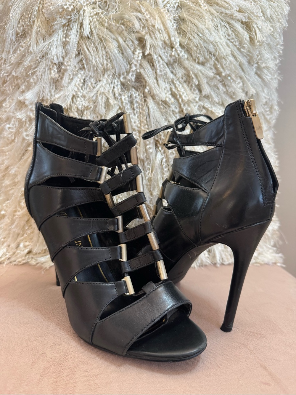 Enzo Angiolini Black Strappy High Heel Sandals